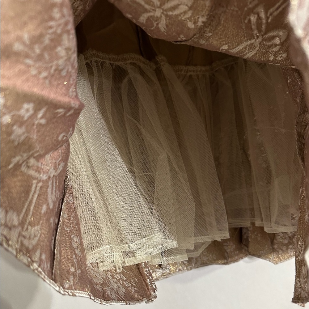 Zum Zum by Niki Livas Strapless Brocade Party Dress Champagne Y2K Size 1 Juniors - Picture 4 of 10
